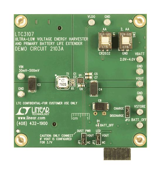 ANALOG DEVICES DC2103A Demo Board, LTC3107EDD, Energy Harvesting, Power Management