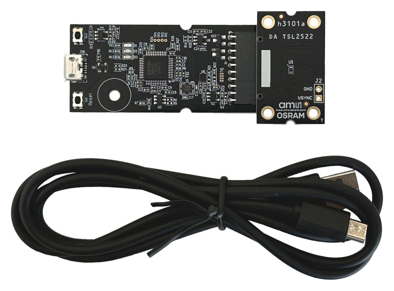 AMS OSRAM GROUP TSL2522_EVM_KT Evaluation Kit, TSL2522, Ambient Light Sensor, EVM Controller Board, USB A to USB Micro-B Cable