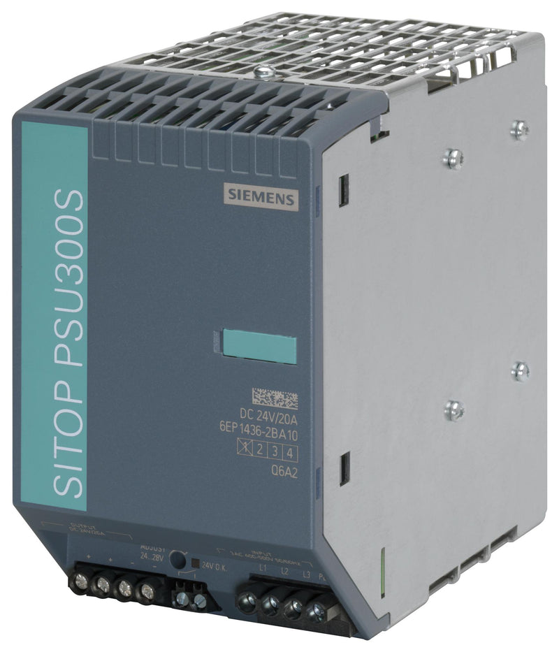 SIEMENS 6EP1436-2BA10 AC/DC DIN Rail Power Supply (PSU), ITE, 1 Output, 480 W, 24 VDC, 20 A