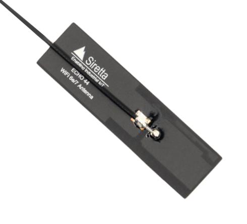 SIRETTA ECHO44/0.2M/SMAM/36 RF Antenna, 7.392 to 7.92 GHz, 6.48 dBi, 2.28 VSWR, 50 ohm, 200mm Cable, Adhesive/SMA Connector