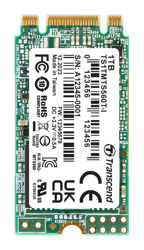TRANSCEND TS1TMTS560TI-VS1 SSD, Internal, M.2 2242, SATA 6 Gb/s (SATA III), 1 TB, 3D NAND