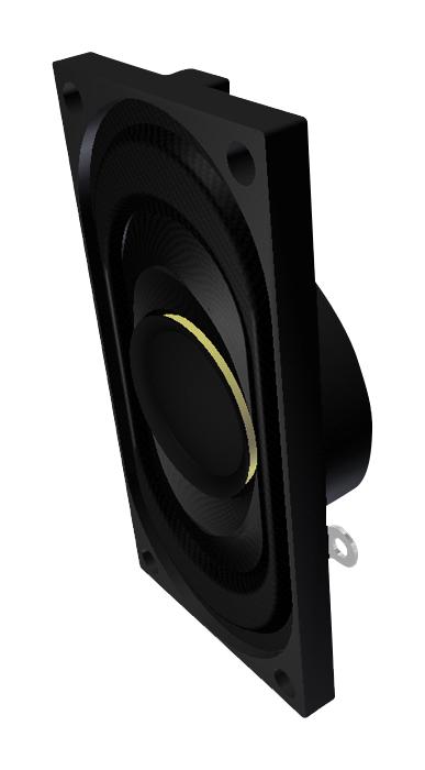 PUI AUDIO AS04008CO-2-R Speaker, 200 Hz to 20 kHz, 8 ohm, 3 W, 84 dBA, Oval with Rectangular Frame, Panel Mount