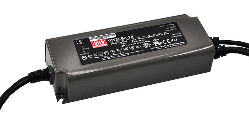 Mean Well PWM-90-24 PWM-90-24 LED Driver Lighting 90 W 24 VDC 3.75 A Constant Voltage V