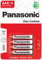 PANASONIC R03RZ/4BP Battery, 1.5 V, AAA, Zinc Carbon, Raised Positive and Flat Negative, 10.2 mm