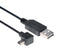 L-COM CAA-90LMB5-05M USB Cable, Type A Plug to 90&deg; Mini Type B Plug, 500 mm, 19.7 ft, USB 2.0, Black