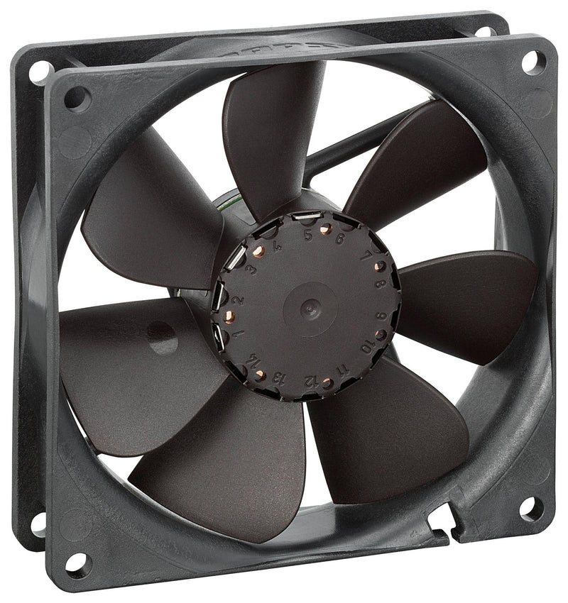 EBM-PAPST 3414NH DC Axial Fan, 24 V, Square, 92 mm, 25 mm, Ball Bearing, 55.3 CFM