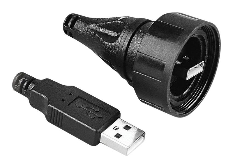 BULGIN LIMITED PX0840/AA/2M00 USB Cable, Type A Plug to Sealed Type A Plug, 2 m, 6.6 ft, USB 2.0, Black
