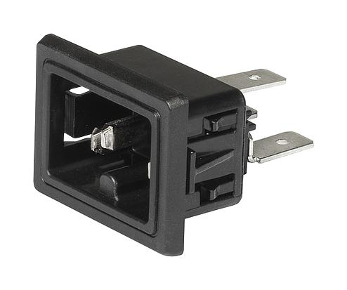SCHURTER 3-142-767 IEC Power Connector, IEC Socket Outlet, 10 A, 250 VAC, Quick Connect, Panel Mount, Snap-In