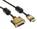 ROLINE 11.04.5892 Audio / Video Cable Assembly, DVI-D (Dual Link) Plug, HDMI A Plug, 9.8 ft, 3 m, Black