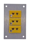 LABFACILITY AM-K-FF + FMP-3 Thermocouple Connector, 45 x 70mm Panel, Miniature, K, Socket, 3Way, Yellow, ANSI, Fascia Mount