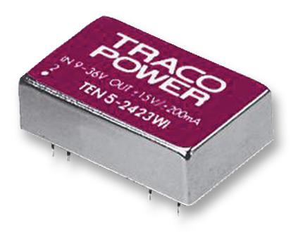 TRACO POWER TEN 5-4823WI Isolated Through Hole DC/DC Converter, ITE, DIP, 4:1, 5 W, 2 Output, 15 V
