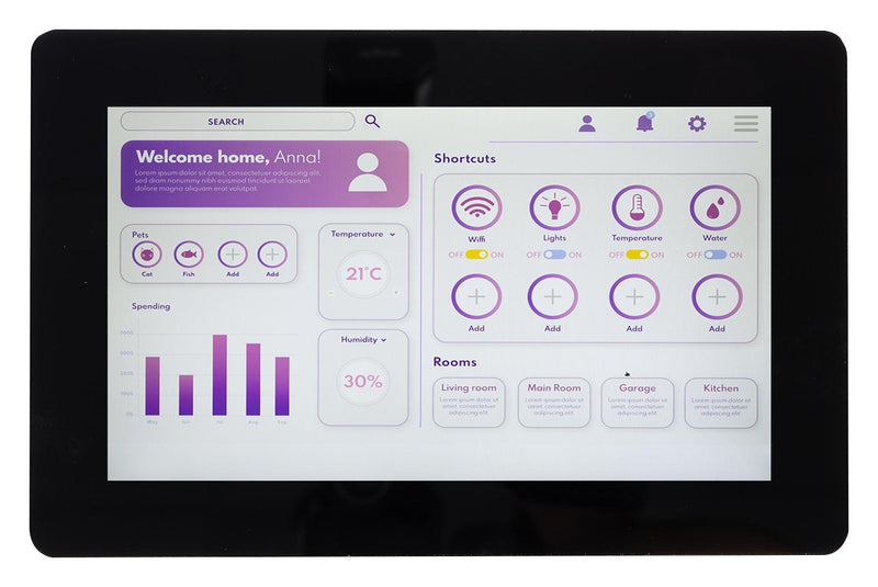 MIDAS DISPLAYS MDT0700ISSC-HDMI TFT LCD, 7 ", 1024 x 600 Pixels, Landscape, RGB, 5V