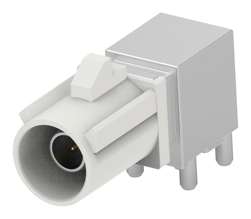 TE CONNECTIVITY 2485540-2 RF / Coaxial Connector, Signal&nbsp;White, FAKRA Coaxial, Right Angle Plug, Through Hole Right Angle