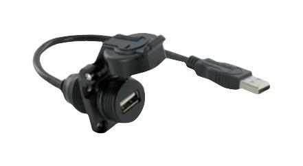 AMPHENOL SOCAPEX USBAPSCC7205A USB Cable, Sealed Type A Receptacle to Type A Plug, 500 mm, 19.7 ", USB 2.0, Black