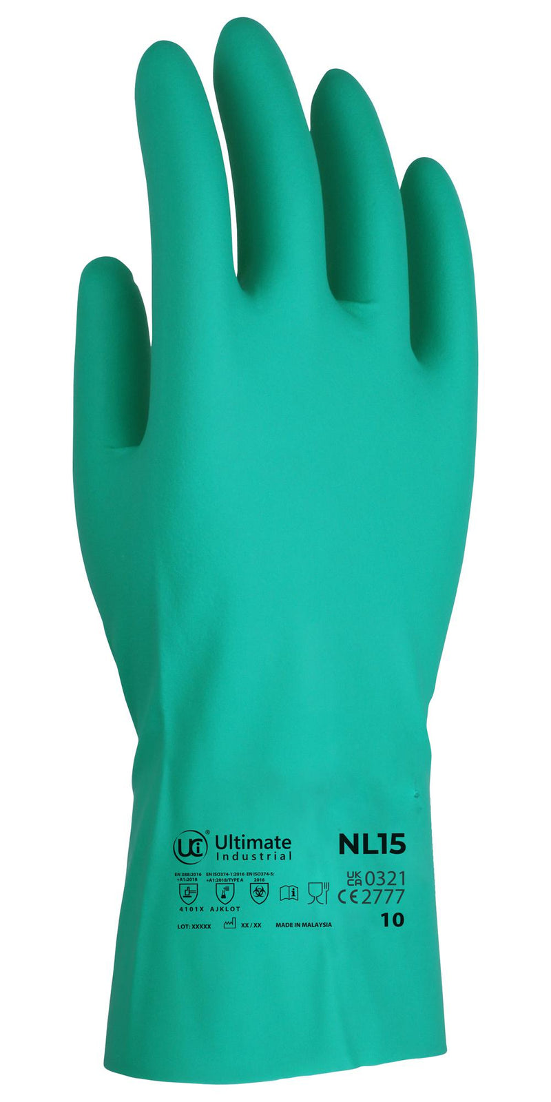 UCI G/NITRA/GN/08 Gloves, Nitrile, Gauntlet, Green, NL15 Series, M