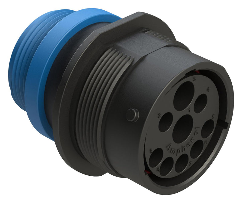 AMPHENOL SINE/TUCHEL AHDP04-24-91PR-STA 9 POSITION RECEPTACLE, PIN, ISOBUS, SHELL SIZE 24, REDUCED DIAMETER SEAL (BLUE), SMALL THREAD ADAPTER 86AK2801