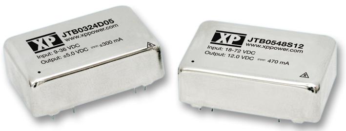 XP POWER JTB0524D05 Isolated Through Hole DC/DC Converter, Regulated, ITE, DIP, 4:1, 5 W, 2 Output, 5 V