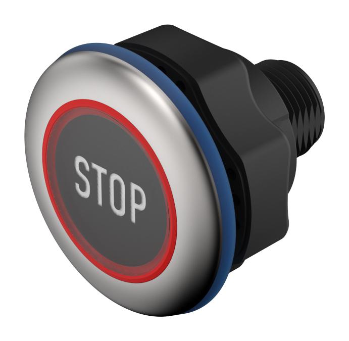 EAO 84-ACKS-B11-04BA Touch Button Switch, IO-Link, STOP, Multicolour, IP69K, 0.2 A, 8.4 V-32 V, Hygiene, 84 Series