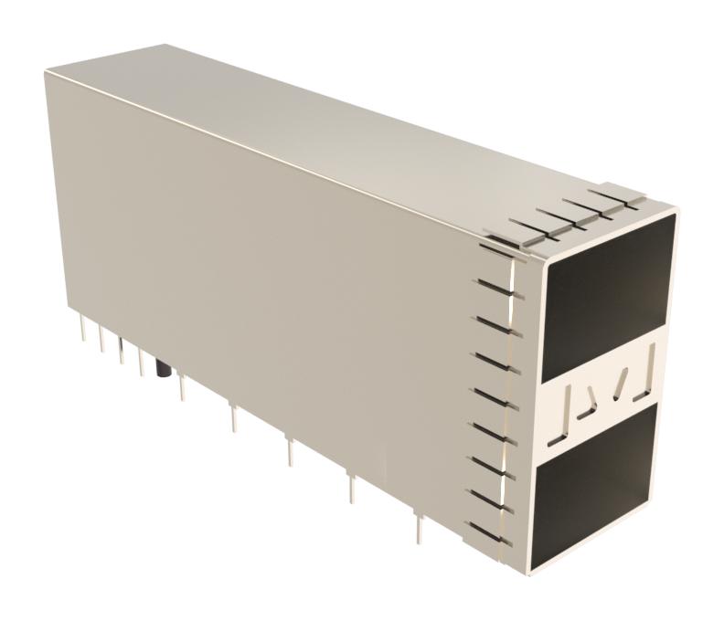 AMPHENOL COMMUNICATIONS SOLUTIONS UE864G662010361 Cage, SFP, 2 x 6 (Stacked), with Heat Sink, with Light Pipe, Press-Fit