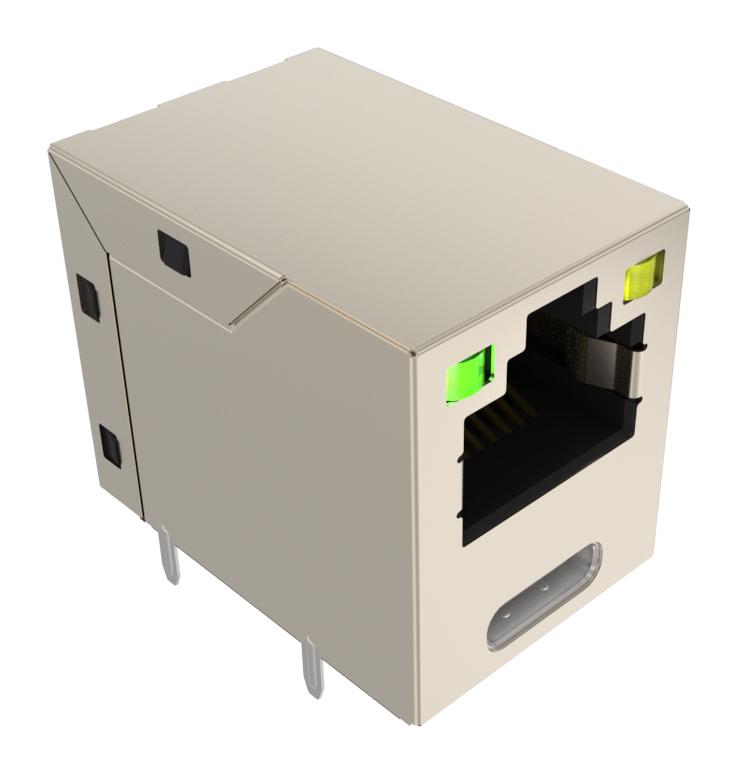 AMPHENOL COMMUNICATIONS SOLUTIONS RJE36188240D Modular Connector, RJ45 Jack with USB C, 2 x 1 (Stacked), 8P8C, Cat3, Cat5, Through Hole Mount