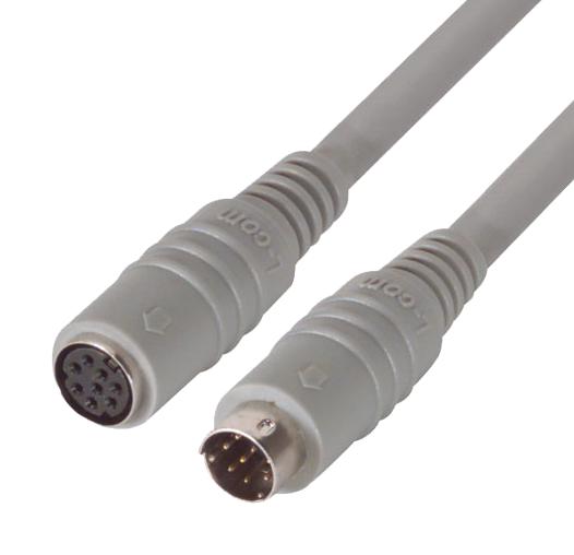 L-COM DK238MF-15 Computer Cable, Mini-DIN Plug, 8 Way, Mini-DIN Socket, 8 Way, 15 ft, 4.6 m, Grey, DK238MF Series