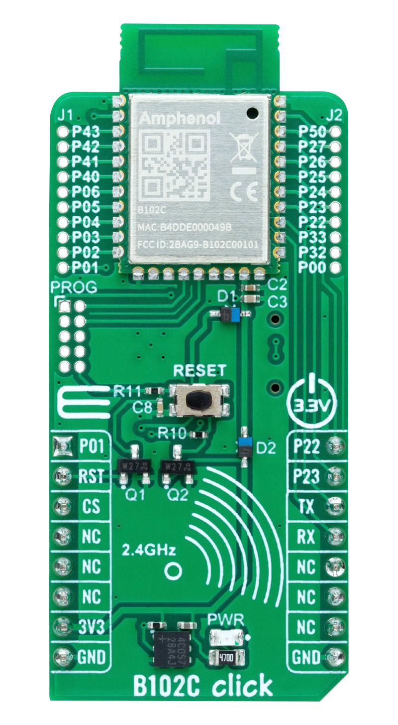 MIKROELEKTRONIKA MIKROE-6088 Add-On Board, B102C Click, MikroE mikroBUS Compatible Development Boards, 3.3V