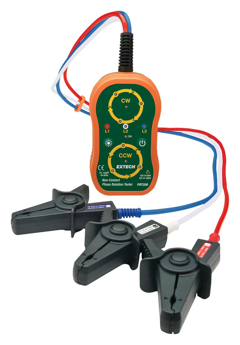 EXTECH INSTRUMENTS PRT200 Phase Rotation Meter, 45Hz to 65Hz, 75V to 1kV, -10 &deg;C, 50 &deg;C, 118 mm, 69 mm
