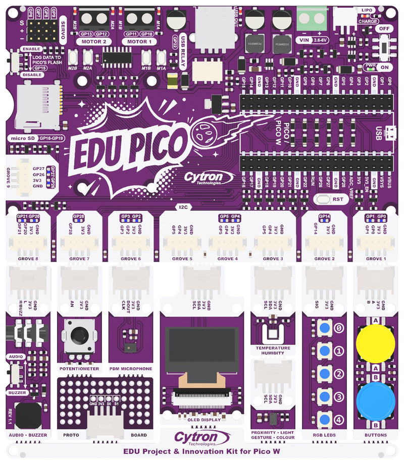 CYTRON EDU-PICO-NB EDU Project and Innovation Kit, Raspberry Pi Pico W Microcontroller