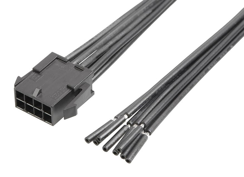 MOLEX 214758-2083 Cable Assembly, Micro-Fit 3.0 Plug to Free End, 8 Ways, 3 mm, 2 Row, 600 mm, 23.6 "