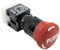 E-SWITCH E200-R22-C10R Emergency Stop Switch, Non-Illuminated, Red, DPST-NO, DPST-NC, Pushlock Turn Reset, Solder Lug, 8 A