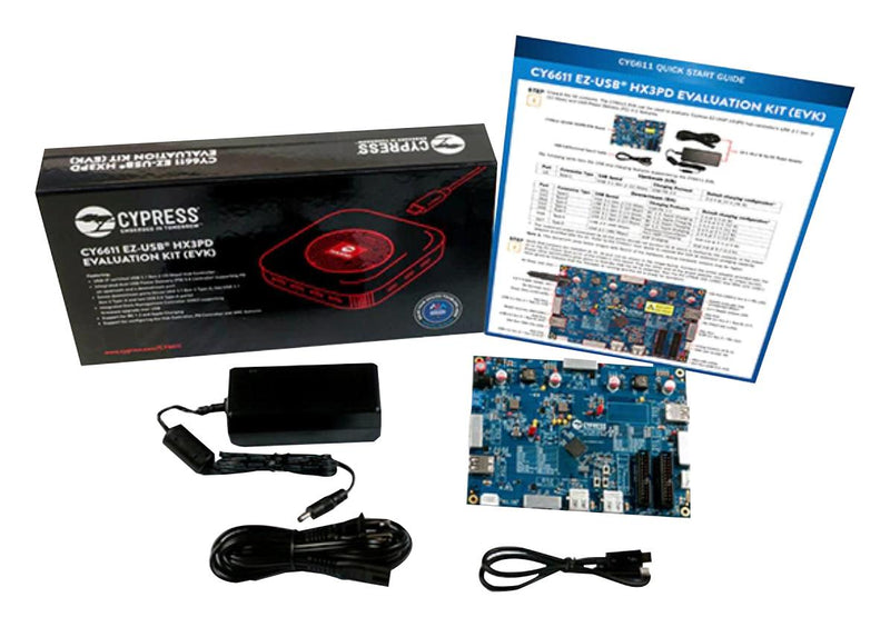 INFINEON CY6611 Evaluation Board, CYUSB4347-BZXC, USB 3.1 Type-C Hub Controller, Power Adapter, USB Type-C Cable SP005670373