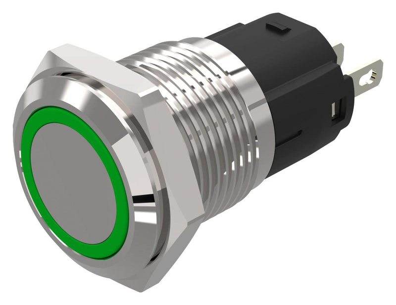 EAO 82-4151.0134 LED Panel Mount Indicator, Green, 24 V, 16 mm, 10 mA, IP65, IP67