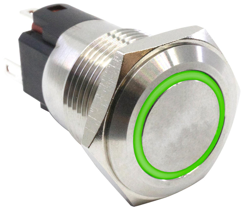 E-SWITCH PVB3H230SS331 Vandal Resistant Switch, Stainless Steel Actuator Finish, PVB3 Series, 16 mm, SPDT, On-On