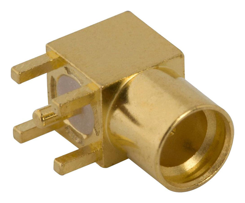 AMPHENOL RF 262105-11 RF / Coaxial Connector, MMCX Coaxial, Right Angle Jack, Through Hole Right Angle, 50 ohm
