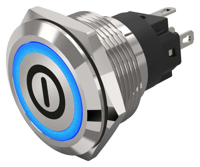 EAO 82-6151.1124.B001 Vandal Resistant Switch, On/Off, 82 Series, 22 mm, SPDT, Momentary, Round Flat Flush, Natural