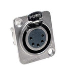AMPHENOL AUDIO AX5FD XLR Connector, 5 Contacts, Jack, Panel Mount, Tin Plated Contacts, Zinc Alloy Body, AX Series