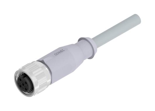 AMPHENOL CONEC 43-10040 Sensor Cable, A Coded, M12 Receptacle, Free End, 5 Positions, 2 m, 6.6 ft