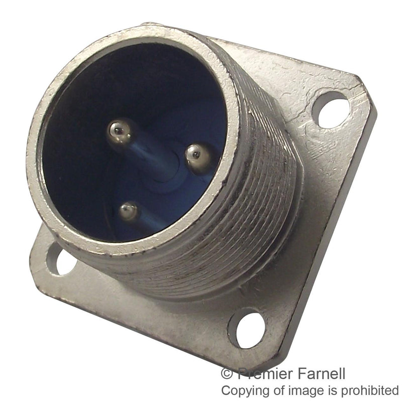 JAEGER 038 351 006 Circular Connector, Standard Series, Panel Mount Receptacle, 3 Contacts, Solder Pin, Metal Body