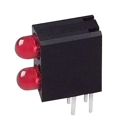 DIALIGHT 553-0211-200F Circuit Board Indicator, Red, 2 LEDs, Through Hole, 3mm, 20 mA, 1.6 mcd