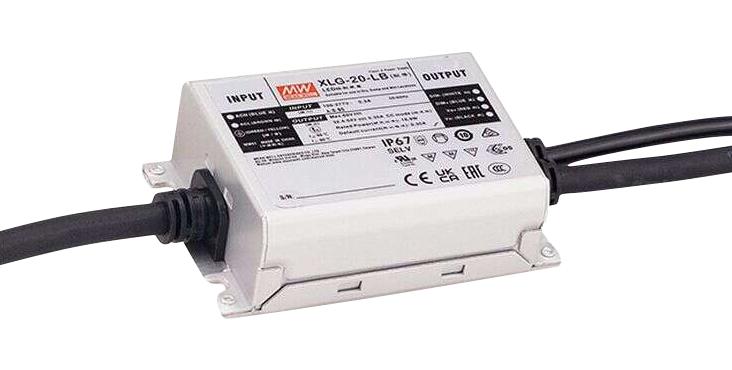 MEAN WELL XLG-20-H-B LED Driver, IO Fixed W/3in1 Dim, LED Lighting, 21 W, 30 V, 700 mA, Constant Current, 90 VAC