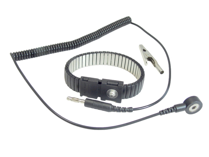 MULTICOMP PRO MP013853 Wrist Wrap, 190mm Circumference Max, Banana Plug, Socket 155mm Length, Adjustable, Black