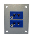 LABFACILITY JM-K-FF + FMP-2 Thermocouple Connector, 45 x 55mm Panel, Miniature, K, Socket, 2Way, Blue, JIS, Fascia Mount