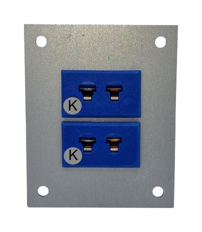 LABFACILITY JM-K-FF + FMP-2 Thermocouple Connector, 45 x 55mm Panel, Miniature, K, Socket, 2Way, Blue, JIS, Fascia Mount