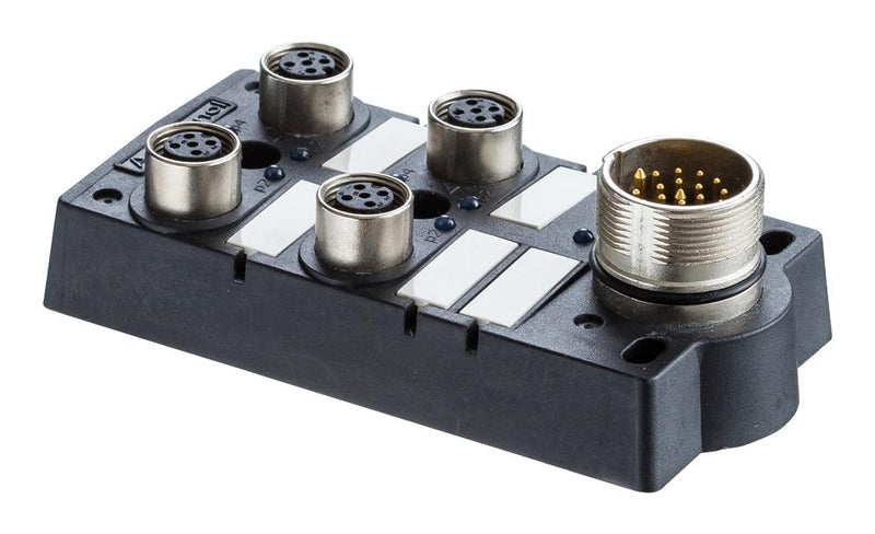 AMPHENOL LTW DB12-5A4M23-DPS7001 Sensor Distribution Box, M23 Connector - 4 Pole, M12 Connector - 5 Pole, 4 Ports, M Series, IP67