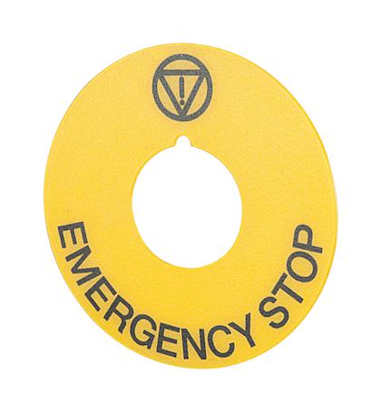 EAO 46-50J.1413 Switch Legend Plate, 60 mm, Yellow, 22 mm Mounting Hole, 46 Series Emergency Stop Switches