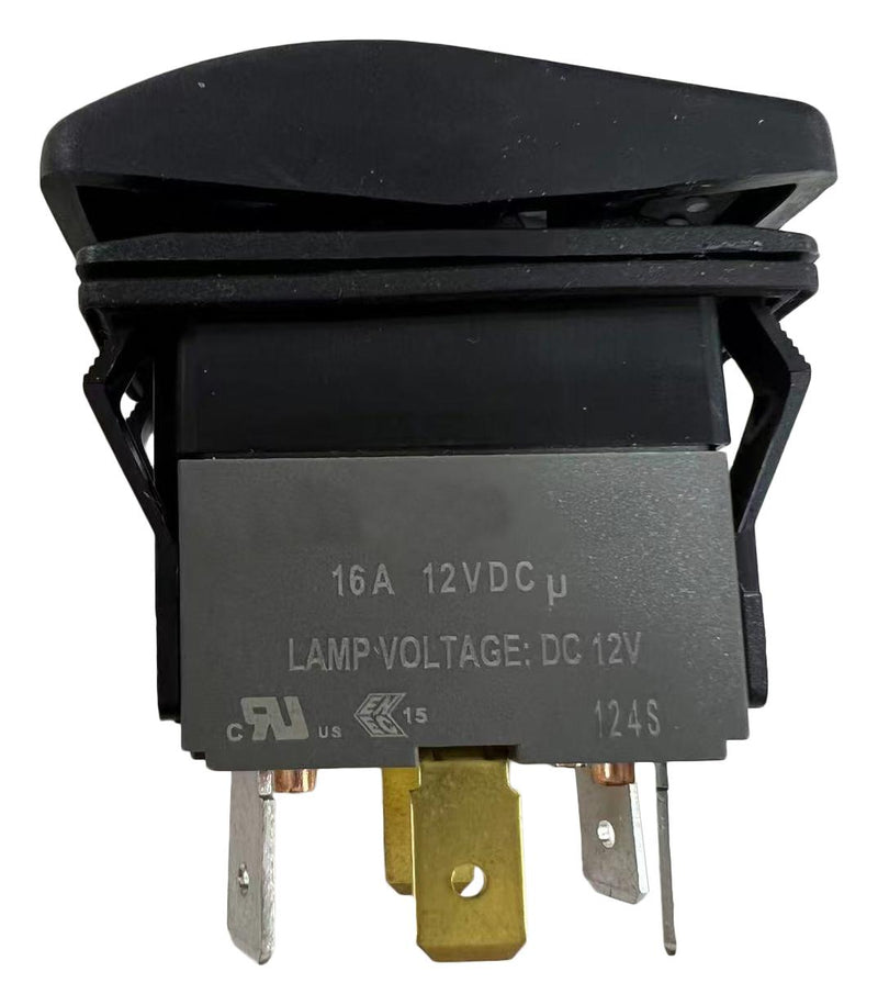 MULTICOMP PRO MPX5-234BNN-1ABD-4FN-S Rocker Switch, 12VDC LED, IP67, On-Off-On, DPDT, Illuminated, Panel, Snap-In, Black