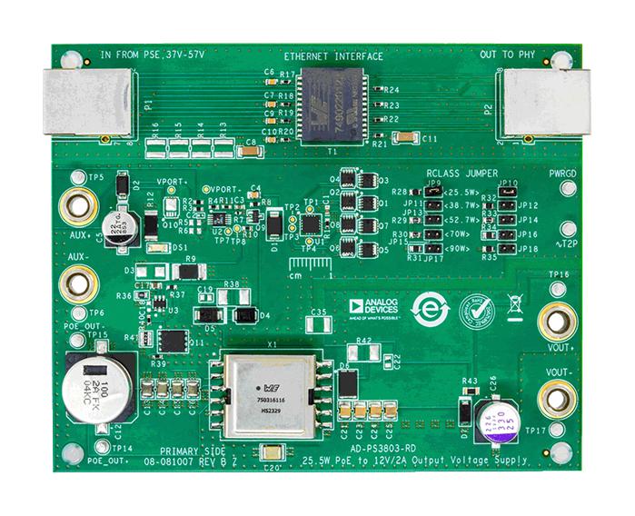 ANALOG DEVICES AD-PS3803-RD Reference Design Board, LT8306/LT4275/LT4321, POE PD Interface Flyback & Bridge Controller