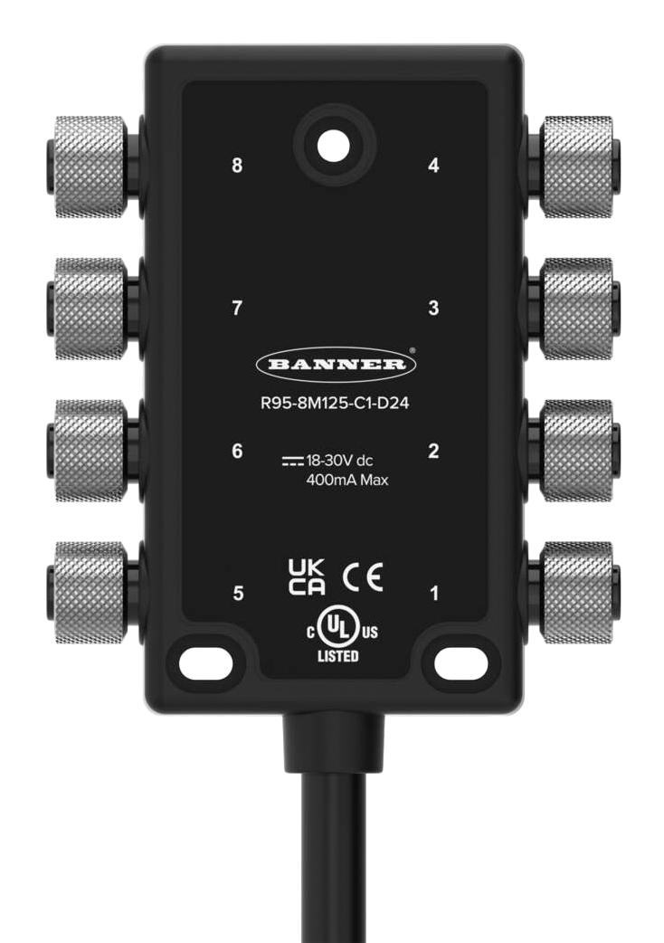 BANNER ENGINEERING R95-8M125-C1-D24 I/O JUNCTION BLOCK, 1M CABLE-5P M12 CONN