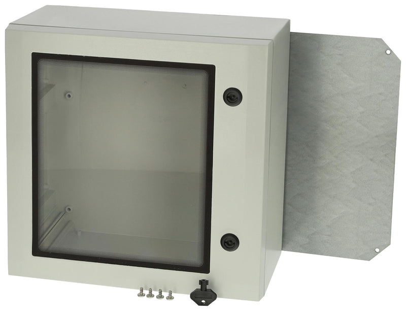 FIBOX ARCA 404021W Plastic Enclosure, 2-Point Lock, Cover w/Window, Multipurpose, Polycarbonate, 400 mm, 400 mm
