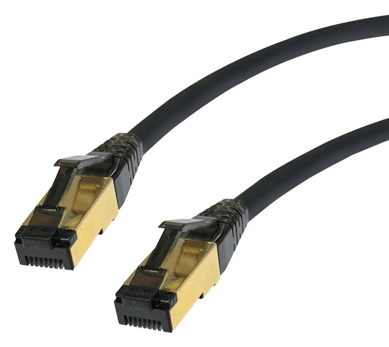 VIDEK 2998-1BK Ethernet Cable, LSZH, Cat8, RJ45 Plug to RJ45 Plug, SFTP (Screened Foiled Twisted Pair), Black, 1 m